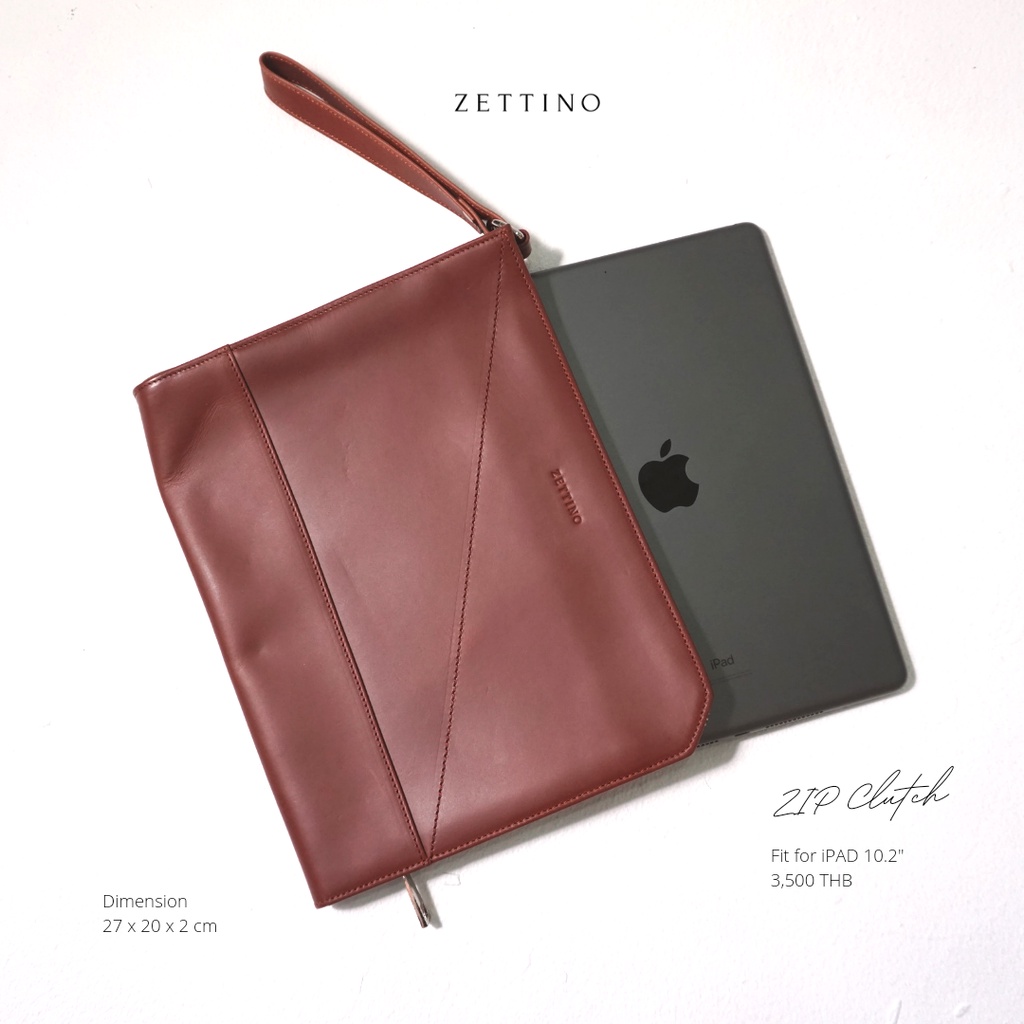ZETTINO กระเป๋าถือหนังแท้ Zip Clutch