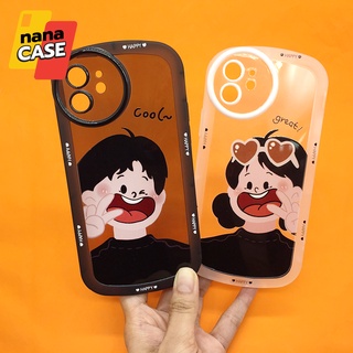 เคสออปโป้/Oppo A15 A16 A53 A57(2022)/A77(5g) Reno 7z(5G)เคสมือถือนิ่มใส TPU กันกล้องกลมพิมพ์ลายการ์ตูน สีขาว/สีดำ