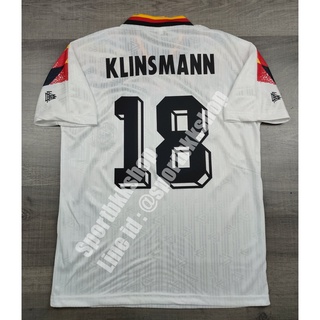 [Retro] - เสื้อฟุตบอล ย้อนยุค ทีมชาติ Germany Home เยอรมัน เหย้า ชุดฟุตบอลโลก 1994 พร้อมเบอร์ชื่อ 18 KLINSMANN