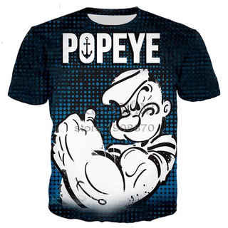 เสื้อยืดแขนสั้น พิมพ์ลาย Popeye 3 มิติ ระบายอากาศ สวมใส่สบาย แฟชั่นฤดูร้อน สําหรับผู้ชาย