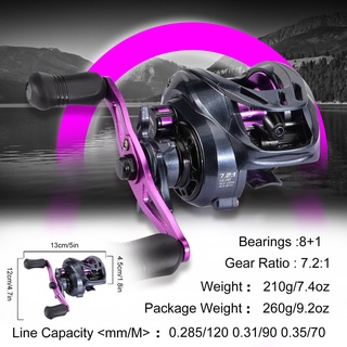 Sougayilang สีม่วง Baitcasting ตกปลา Reel ตกปลา Reel 7.2: 1 Gear Ratio พร้อมที่จับยางนุ่มสำหรับตกปลาน้ำจืดน้ำเค็มตกปลากลางแจ้ง Rell