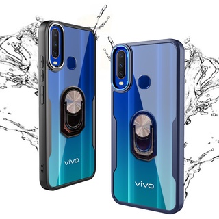 3-in-1 เคสโทรศัพท์ใส กันกระแทก พร้อมแหวนขาตั้ง สําหรับ VIVO Y17 Y15 Y12 U10