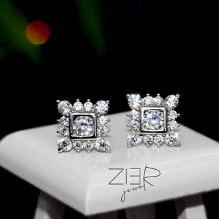 ต่างหูเงินแท้ 925 ประดับพลอยCZ Earring Silver 925 With Cubic Zirconia-(E30180018)