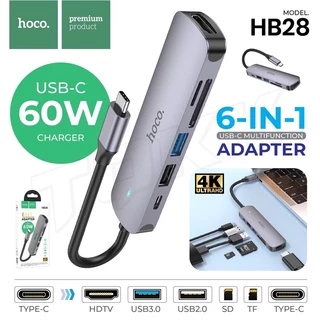 Hoco HB28 /HB14 Easy display HUB Type-C เป็น HDTV+ USB3.0 + USB2.0 + SD + TF + PD เข้ากันได้กับระบบปฏิบัติการส่วนใหญ่