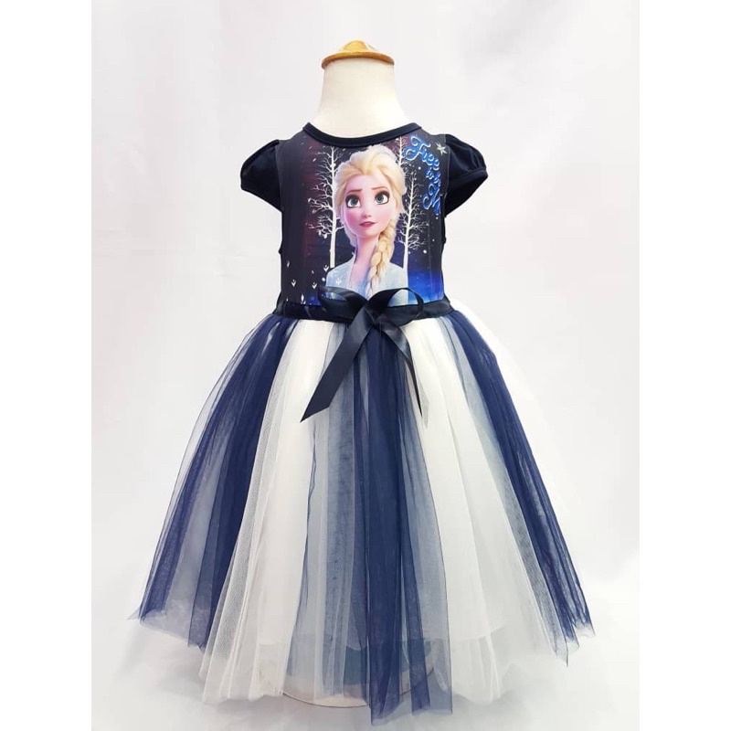 เด็กผู้หญิง Frozen Dress Princess Elsa Anna Gaun Kembang Rainbow Tutu Budak