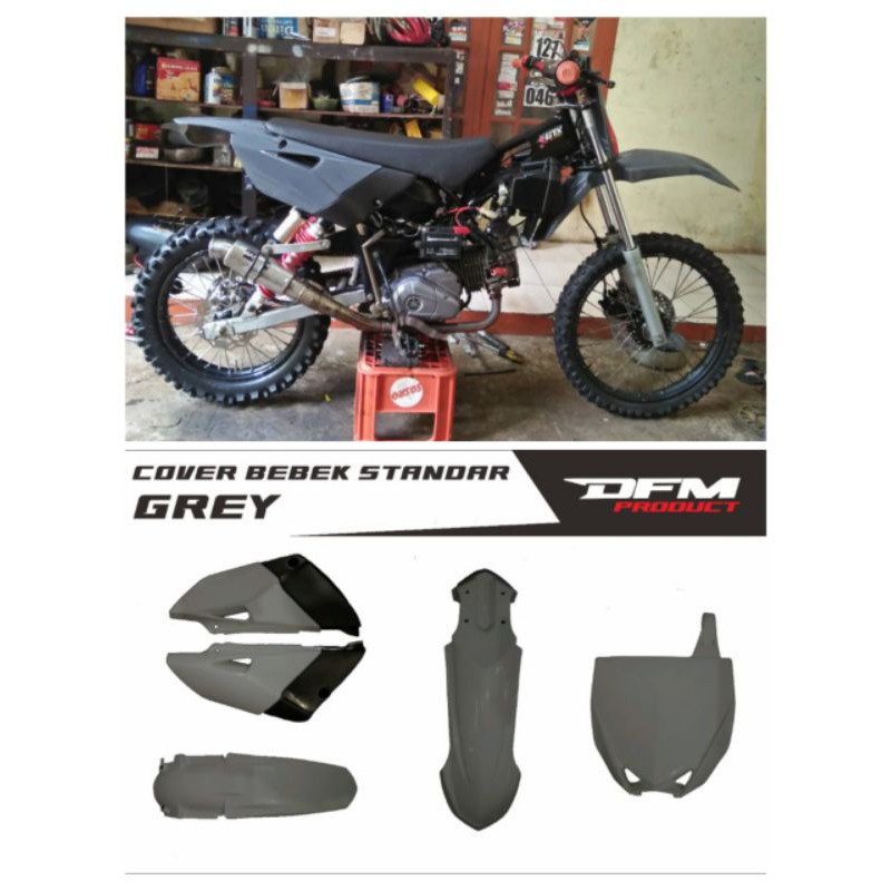 ฝาครอบชุด YZ 85 ใหม่ bebek มาตรฐานสีเทา yz85new gtx body set trail coverset yz85 ใหม่