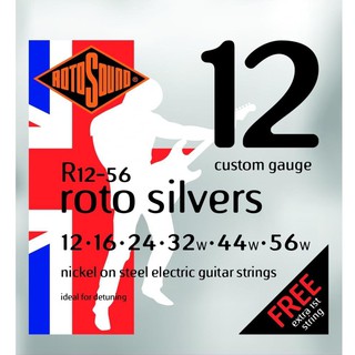 Rotosound สายกีต้าร์ไฟฟ้า ขนาด 0.12 - 0.56 รุ่น Roto silvers (Made in England)