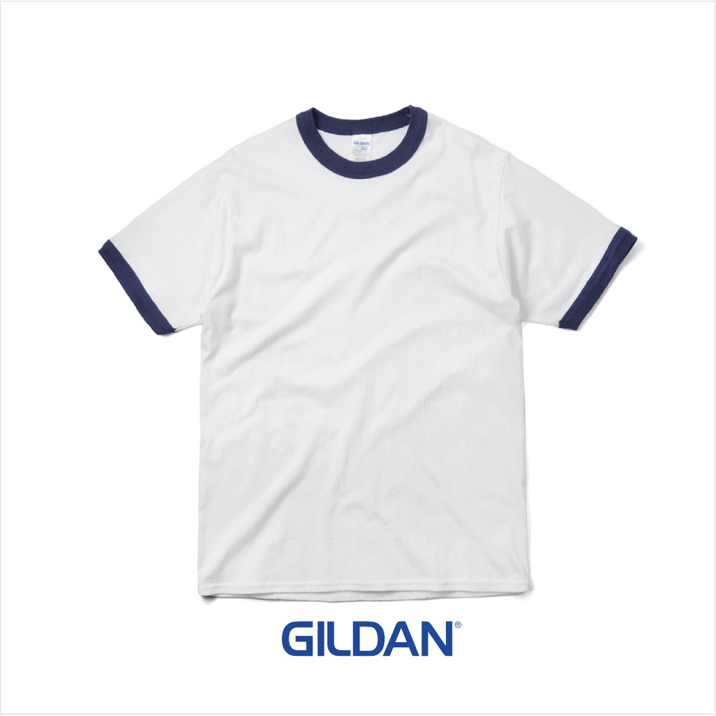 เสื้อกุ๊นแขน Gildan Ringer T-Shirt สีขาว-กรม