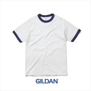 เสื้อกุ๊นแขน Gildan Ringer T-Shirt สีขาว-กรม