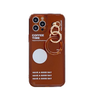 Coffee Time case (เคสโปรงแสงแถมที่ห้อยมือสกรีนลายคาเฟ่)