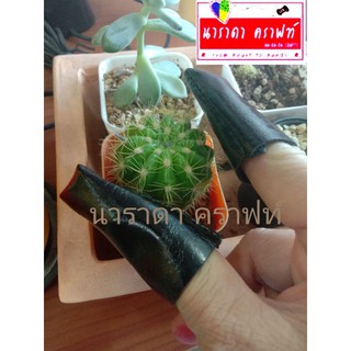 ถุงนิ้วหนัง PU กันหนาม ถุงนิ้วจับแคคตัส จับสิ่งของ คู่ละ35สีตาลเข้ม