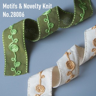 MOMOTARA No. 28006 เทปทอ Knit ลายปัก Motifs &amp; Novelty ขนาด 3.8 CM ยาว 10 หลา