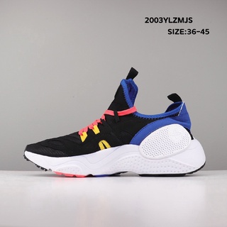 ◙▫☊[ข้อเสนอพิเศษ]  Nike Huarache E.D.G.E TXT QS รองเท้าผ้าใบเบาบาง รองเท้าวิ่ง (น้ำเงิน / ขาว / ชมพู)