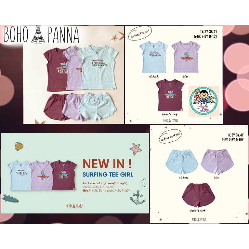 BOHOPNA Surfing Tee / Surfing Pant Girl เสื้อ/กางเกงขาสั้นสําหรับเด็กผู้หญิง