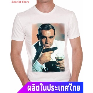 Scarlet Store เสื้อยืดเจมส์บอนด์เสื้อยืดแขนสั้น Bond James Bond 007 Sean Connery Mens T-shirt Celebrity Star ONE IN THE