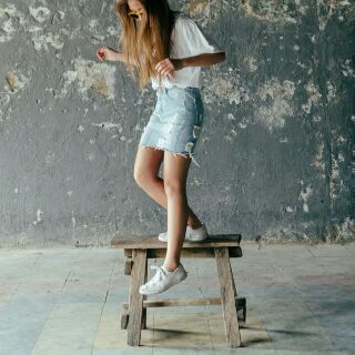 Denim Ripped Skirt กระโปรงยีนส์