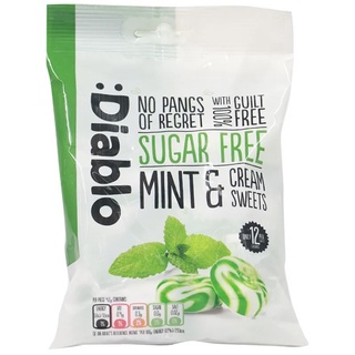 Diablo sugar free mint and cream sweets low calories ลูกอมรสมิ้นท์ ปราศจากน้ำตาล