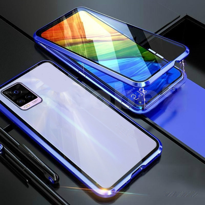 เคสโทรศัพท์กระจกนิรภัย แบบแม่เหล็กสองด้าน และล็อคนิรภัย สำหรับ VIVO V20 V 20 เคสระจกหลังด้านหนเคสไาเคส For VIVOV20 Magnetic Case 360 Double Side Tempered Glass Casing