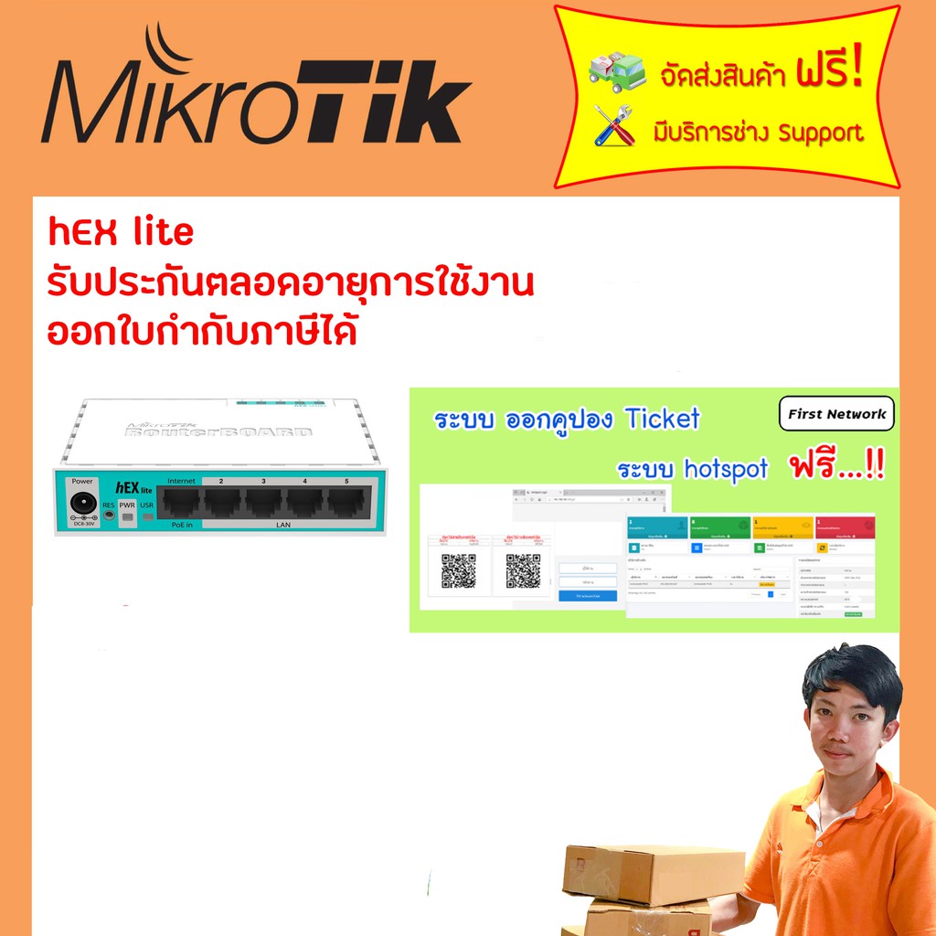 hEX lite RB750r2 ออกใบกำกับภาษีได้+รับประกันตลอดการใช้งานของแท้