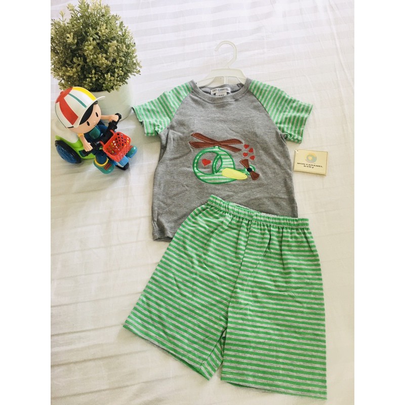 เสื้อ+กางเกงคอปเตอร์เขียว12-18m
