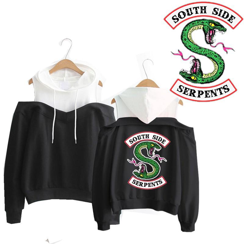 Riverdale Hoodie Hooded  Off-Shoulder Southside Serpents เสื้อฮู้ด man เสื้อกันหนาวผ้ากำมะหยี่พิมพ์ลายตัวอักษร