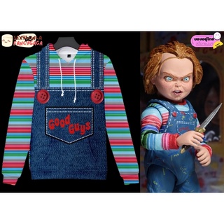 เสื้อชัคกี้ผู้ใหญ่  ชักกี้ เสื้อแขนยาวลายชัคกี้ Chucky แค้นฝังหุ่น cp25.1/ac8.6/ac27.2