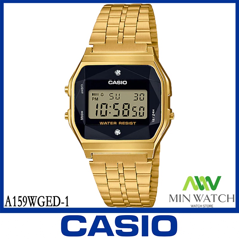 นาฬิกา รุ่น Casio DIGITAL นาฬิกาข้อมือ นาฬิกาผู้หญิง สายสแตนเลส รุ่น A-158WA-1  ประกันศูนย์CASIO 1 ปี