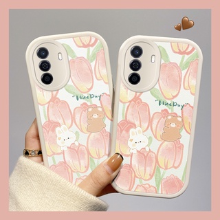 เคสโทรศัพท์ Huawei Nova Y70 Nova 9 ดอกทิวลิป พร้อมลายหมีน่ารัก เคสโทรศัพท์กันกระแทก Huawei NovaY70 Nova9 เคสป้องกันกล้อง