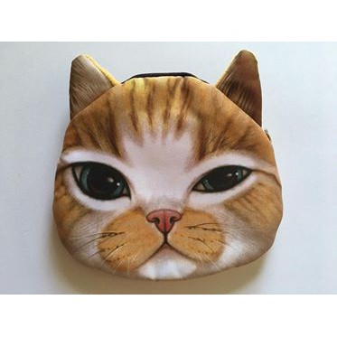กระเป๋าใส่เหรียญลายหน้าแมวส้ม  3มิติเหมือนจริง