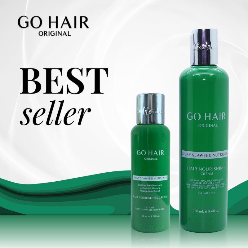 โกเเฮร์ขวดเขียว ชิวกี้สาหร่าย Go Hair มี2ขนาดให้เลิอก 100ml/250ml  ใช้ใส่บำรุงเส้นผม ปรับสภาพฟื้นฟูเ