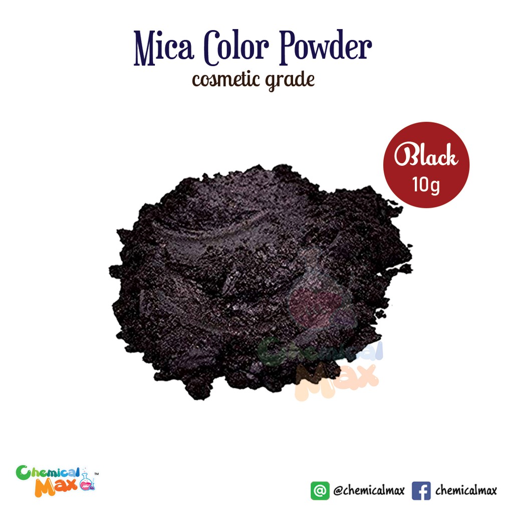[พร้อมส่ง] สีไมก้า สีดำ Black ขนาด 10 กรัม Mica Cosmetic grade สำหรับทำเครื่องสำอาง Chemicalmax