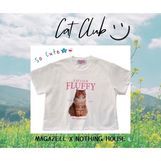 🏡Nothing House Cat Fluffy Mini Tee เสื้อครอปลายน้องแมวขนปุย