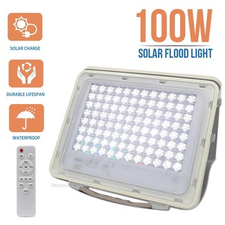 ไฟโซล่าร์เซลล์ สปอตไลท์ LED โคมไฟฟลัดไลท์ โคมสปอร์ตไลท์ 100W solar flood light โคมไฟพลังงานแสงอาทิตย์