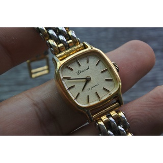 นาฬิกา Vintage มือสองญี่ปุ่น Elnard 17jewels ระบบ ไขลาน Swiss Made Gold Dial ชุบทองคำ 17mm