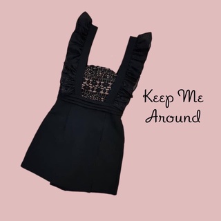 จั๊มสูทระบายกางเกงกระโปรงสีดำ งานป้าย Keep me around sizeL ***มือ1ป้ายห้อย