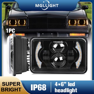 MGLLIGHT 1PCS 4X6 Inch Projector LED Headlight DRL with angel eyes for ATV SUV UTV Off-road lamps