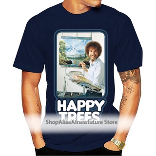 ใหม่ เสื้อยืดลําลอง แขนสั้น พิมพ์ลาย Bob Ross Happy Trees สําหรับผู้ชาย เหมาะกับการเล่นฟิตเนส Afambg33Ihkbil14