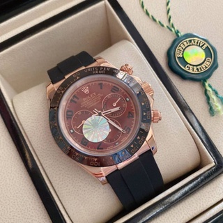 นาฬิกาข้อมือ Rolex รุ่น Cosmograph Daytona สี Rose Gold กรอบเซรามิคสีดำ สายยาง