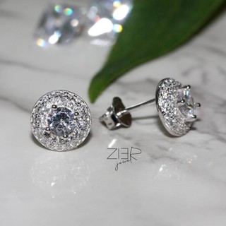 ต่างหูเงินแท้ 925 ประดับพลอยCZ Earring Silver 925 With Cubic Zirconia-(E04150234)