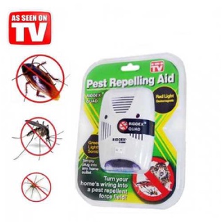 1 ลัง 100 เครื่อง ราคาขายส่ง Pest Repelling Aid เครื่องไล่ RIDDEX QUAD ไล่หนู มด แมลง แมงมุม มีไฟส่องสว่างทางเดิน