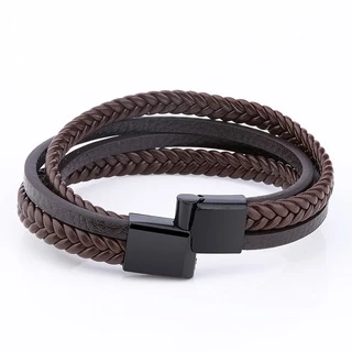 [Z H Jewelry] สร้อยข้อมือหนัง สเตนเลส สไตล์ฮิปฮอป ร็อค เรโทร เครื่องประดับแฟชั่น สําหรับผู้ชาย