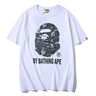 HH Hot-Sale BAPE Ape Head Star Camouflage Luminous Cotton Short-Sleeve T-Shirt Black White เสื้อยืดผ้าฝ้าย