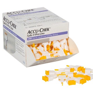 เข็มเจาะเลือด Accu-Chek Safe-T-Pro Uno 200 ชิ้น เข็มเจาะเลือดตรวจน้ำตาล/เบาหวาน ยกกล่อง