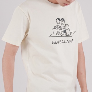 [100% Cotton] New Balancex เสื้อยืดแขนสั้น ผ้าฝ้าย พิมพ์ลายกราฟฟิคโลโก้ New Balancex สีขาว