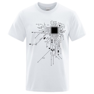 เสื้อยืด ผ้าฝ้าย พิมพ์ลาย CPU Processor Circuit Diagram แฟชั่นฤดูร้อน สําหรับผู้ชาย#39; s เสื้อยืดแฟชั่น ลายตลก สําหรับผ