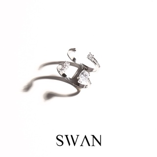 SWAN - Rose Gold Ring แหวนเงินแท้ แหวนฟรีไซส์ ฝังเพชรคิวบิคเซอร์โคเนีย cubic zirconia