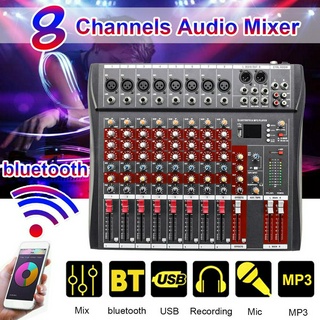 เครื่องมิกเซอร์เสียง DJ 8 ช่องสัญญาณ พร้อมแจ็ค USB MP3 บลูทูธ 48V สําหรับคาราโอเกะ