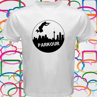 เสื้อยืดผ้าฝ้าย 100% พิมพ์ลาย Parkour Jump High Free Running Extreme Sport สีขาว สําหรับผู้ชาย ไซซ์ S ถึง 3XlS-5XL