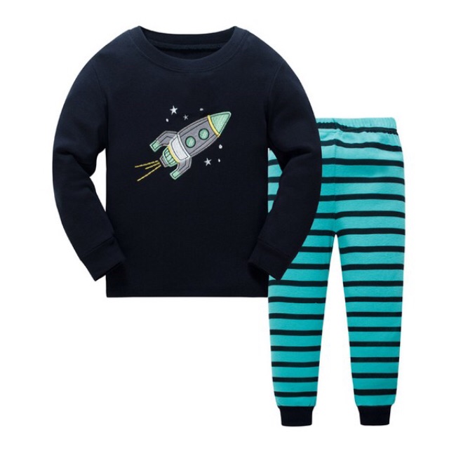 PJ186A ชุดนอนเด็ก เสื้อ+กางเกง HK Baby คอตตอน 100% (2ข/3ข/4ข/5ข/6ข/7ข/8ข)