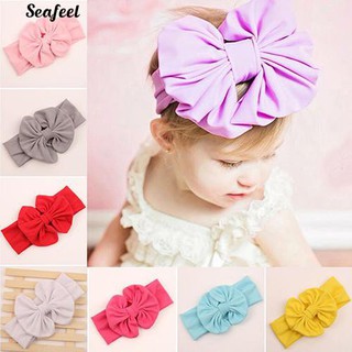 เด็กน่ารักเด็กหญิงใหญ่โบว์ยืด Turban Bowknot Head Wrap Headband Hairband